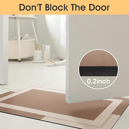 Miniatura 3 de Tapetes de baño ultrafinos para debajo de la puerta, antideslizante, de secado rápido, ultra absorbente, lavable a máquina, para suelo de baño,