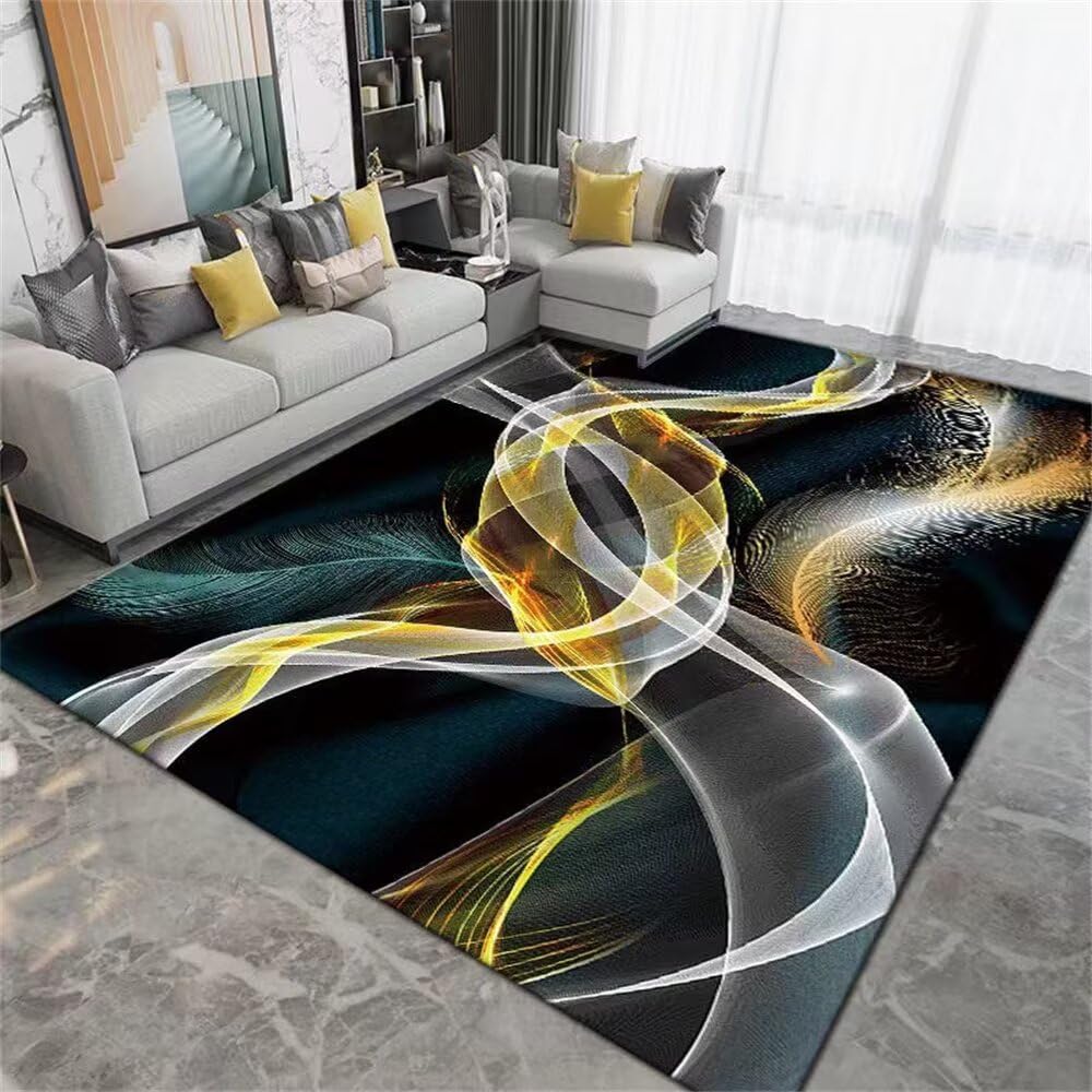 Tapis chambre enfant bleu et jaune pour créer un coin lecture cosy 60x110