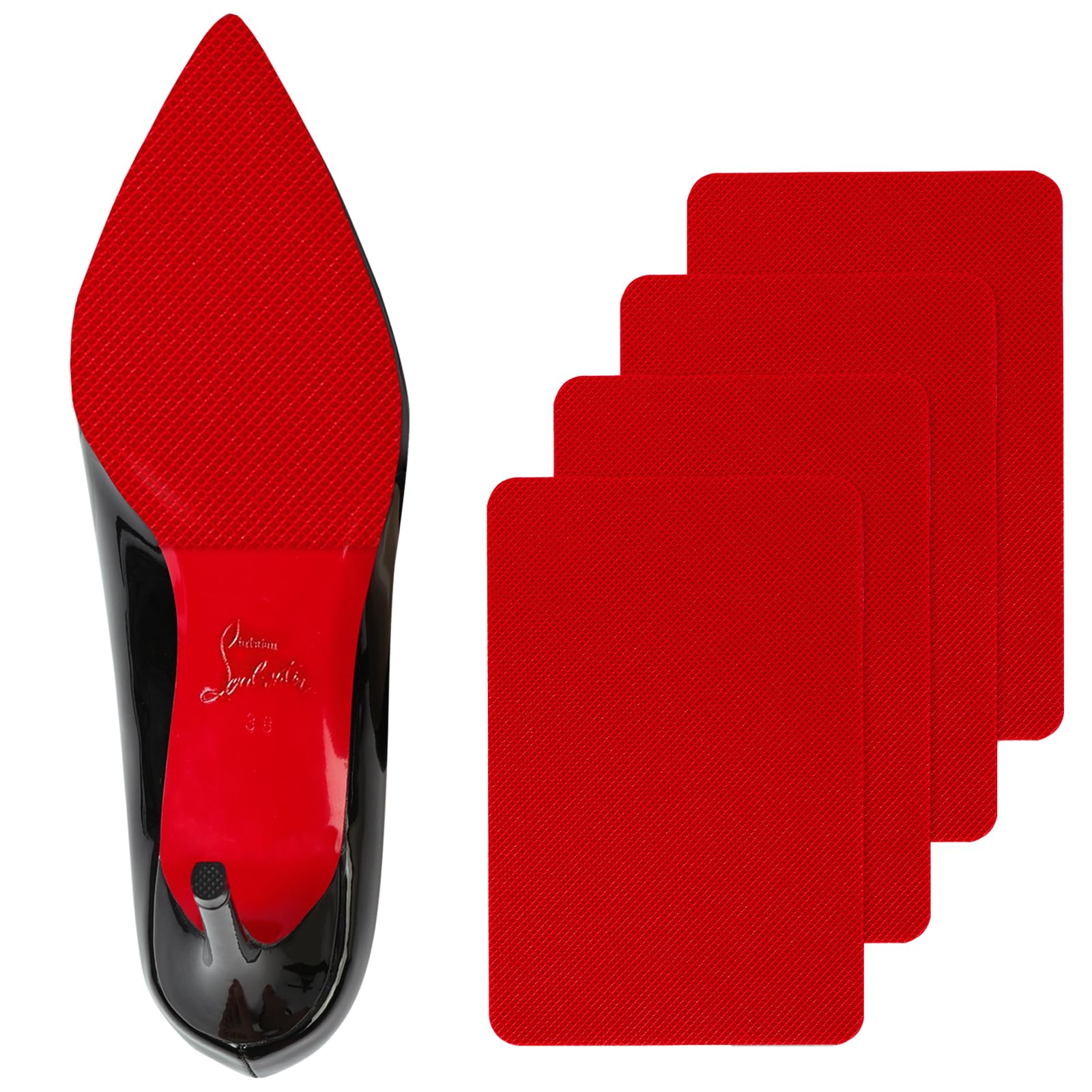 Ashoesert Red Bottoms Sole Protector,Shoe Sole Protector for Christian Louboutin High Heels, Anti Slip Shoe Grips Pads Compatible with Louboutin Shoes -2 Pairs（6.0"×4.0",Red）