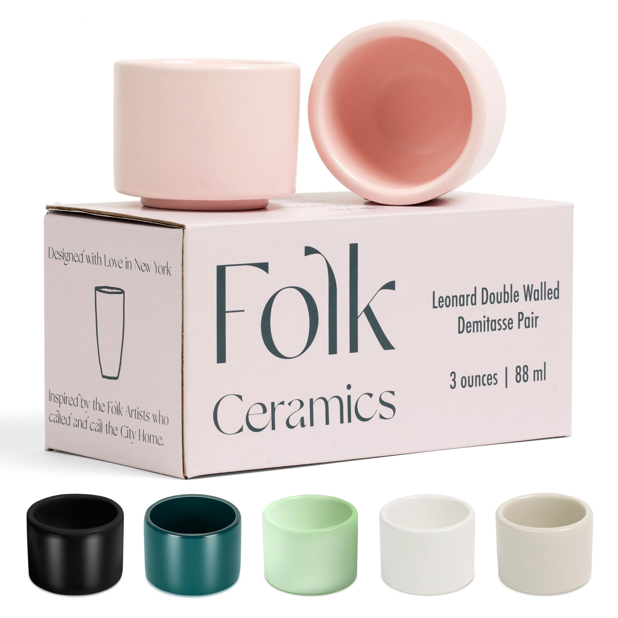 Amazon.com | Folk Ceramics Leonard Ceramic Espresso Cups | Modern