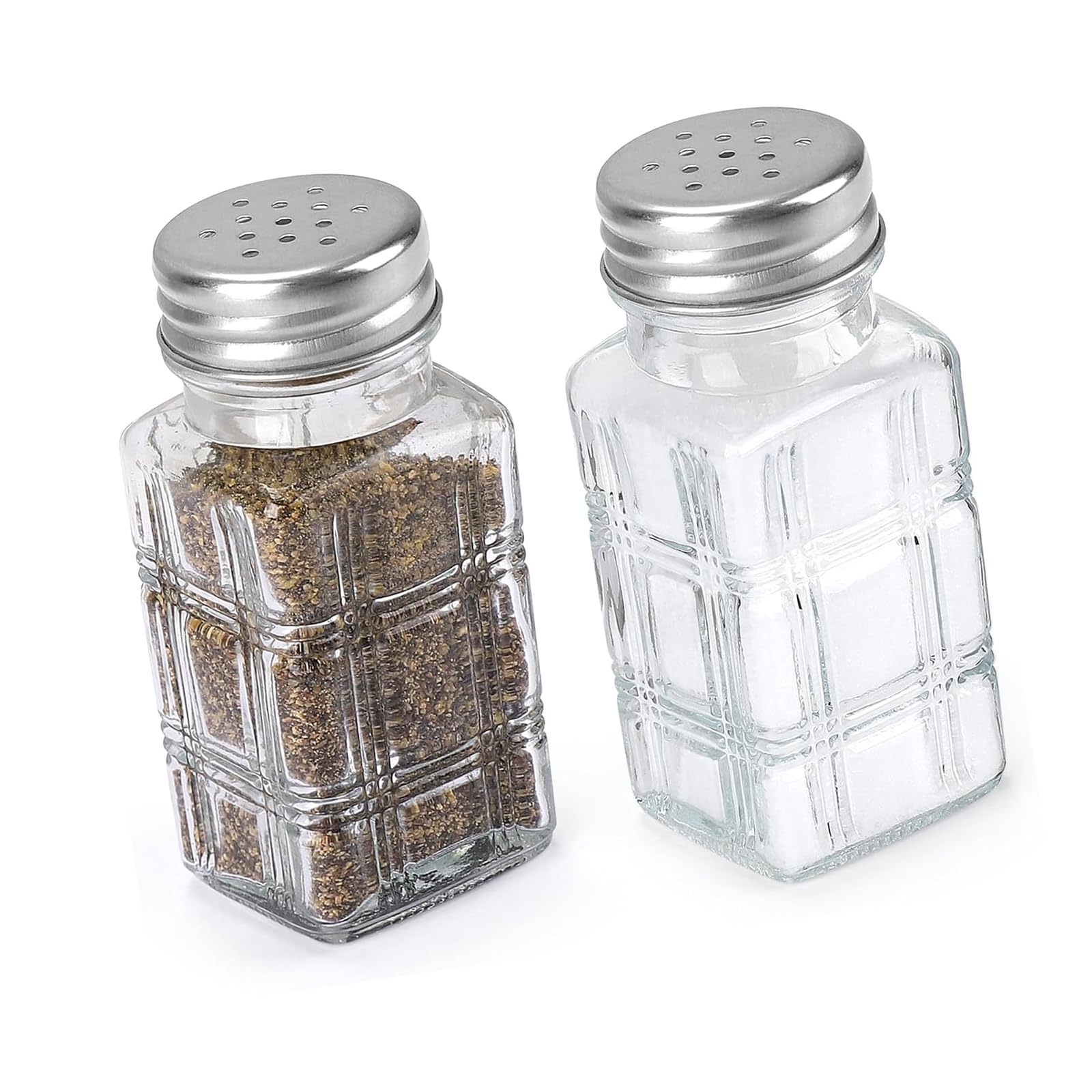 Bbajszx 2Pcs Square Glass Condiment Jars for Cooking Baking Seasonings Organization Practical Salts Peppers Shaker Clear Seasoning Bottles