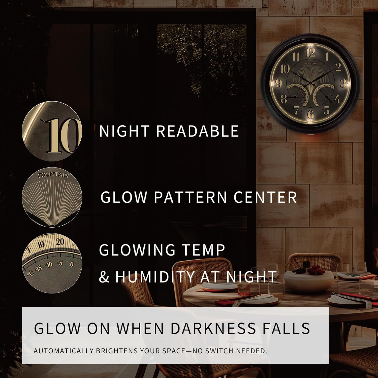 18" Illuminated Outdoor Clocks for Patio Waterproof image 3