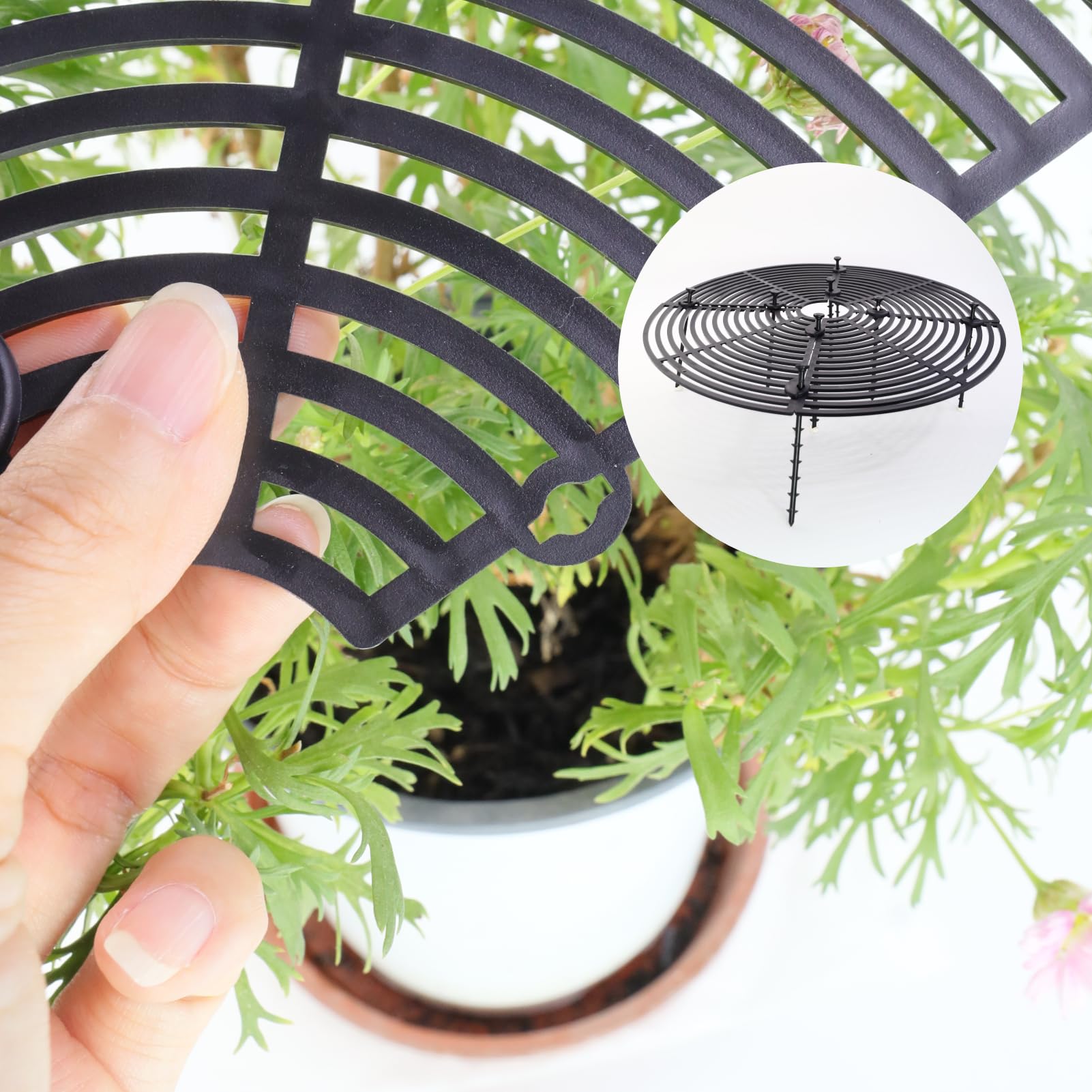 2 Pièces Plant Pot Protection Grids, 30 cm Grille de Protection pour Plantes en Pot, Ajustable Jusqu’à avec Boulons en Plastique ABS, Grille Anti Chat et Cache Plante Intérieur