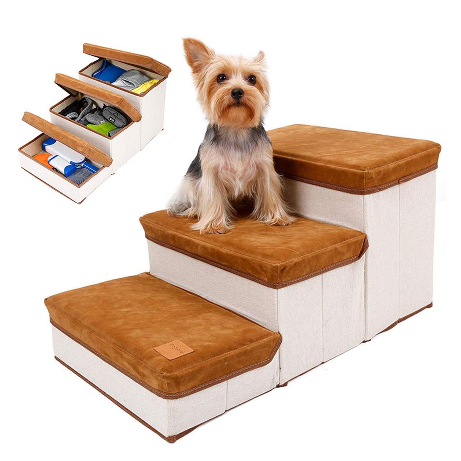 Escaleras Plegables para Perros de 3 escalones, escaleras Plegables de Varios Niveles para Mascotas para Cama Alta para Mascotas pequeñas y Grandes hasta sofá Silla Muebles Coche