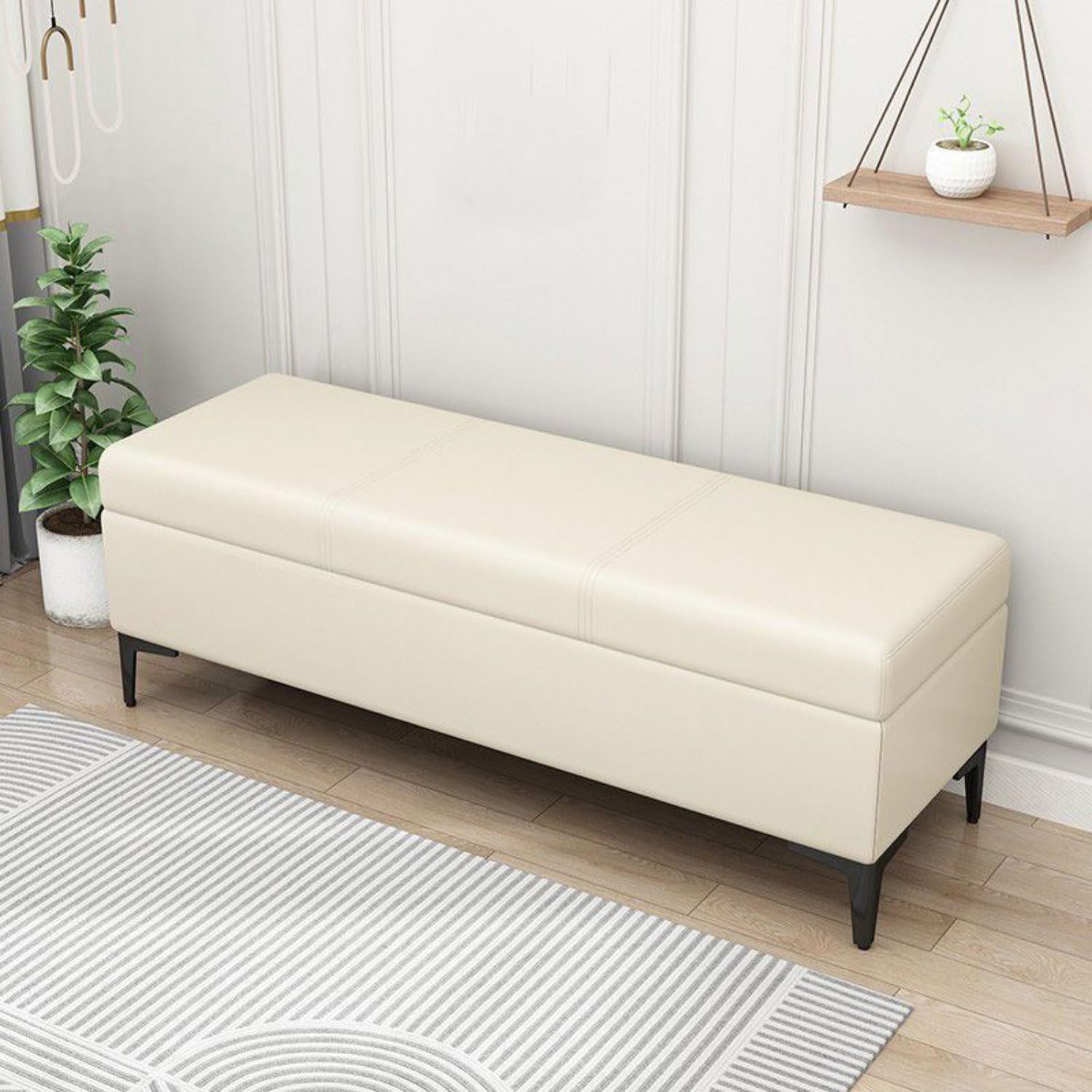 Pouf en cuir grand rangement pour éliminer le désordre