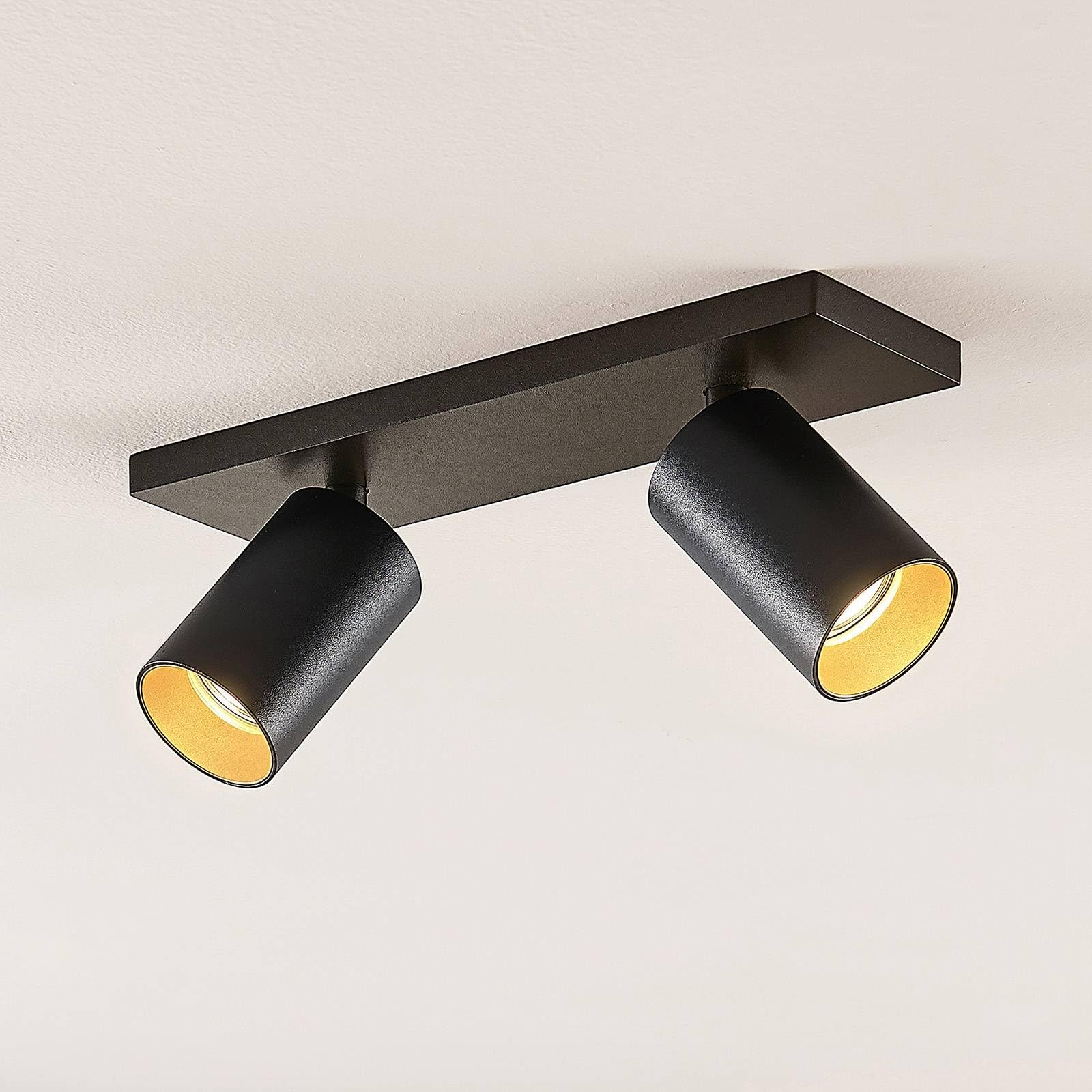 Arcchio Spot Brinja à intensité variable (Moderne) en Noir Aluminium e. a. pour Couloir (à 2 lampes, GU10) Lampe encastrable plafonnier applique