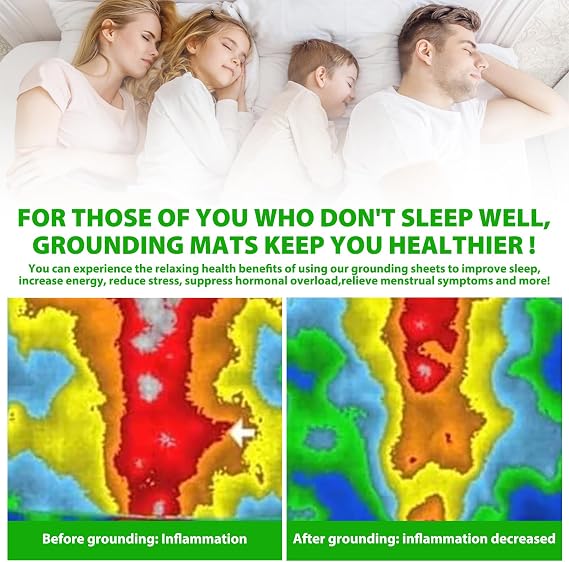 Grounding Bed Sheet King Size, Elastic Full Wrap Grounding Mat Earthing UK, 90% Organic Cotton + 10% Pure Silver Fiber, Natural Wellness & Healthy Earth Energy Mat (153 x 203 x 30 cm) (-04)