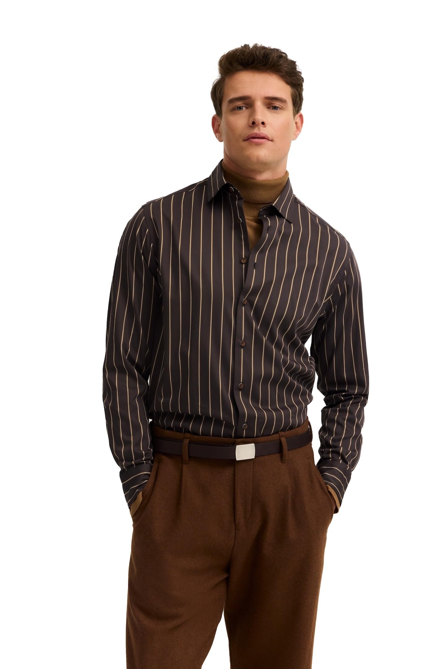 bugatti Herren Freizeithemd Langarm 9150-88515D Modern Fit, gestreift, Easy-Care, Kent-Kragen, Baumwolle