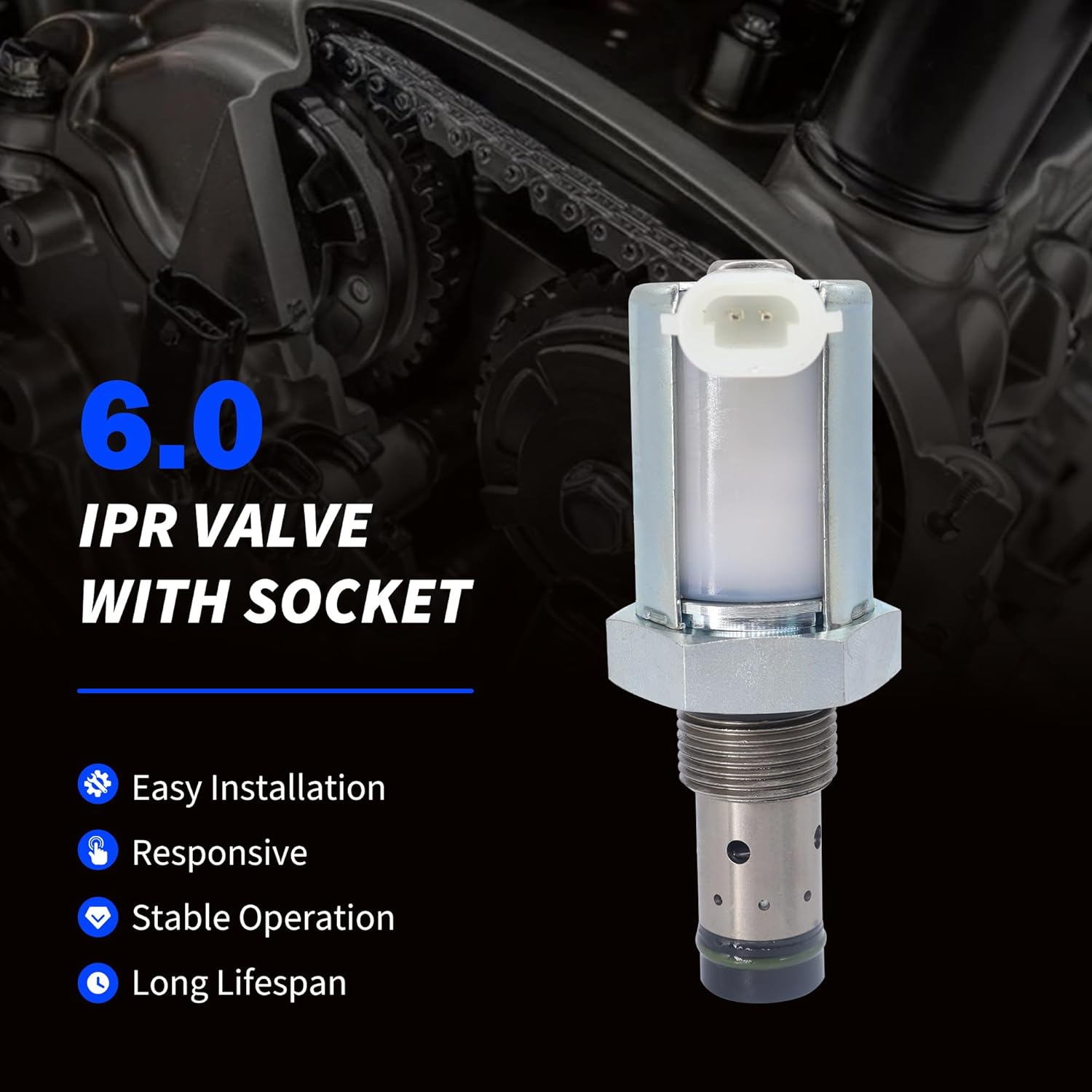 6.0 IPR Valve with Socket 6.0 Powerstroke Injector Pressure Regulator Compatible with 2003 2004 2005 2006 2007 2008 2009 2010 Ford Excursion Super Duty F250 F350 F450 F550 E350 E450 6.0L Diesel