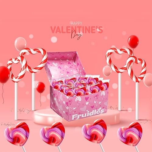 Miniatura 3 de Diseño de corazón de piruleta de remolino rosa, rellenos de bolsas de fiesta, envueltos individualmente (paquete de 24)