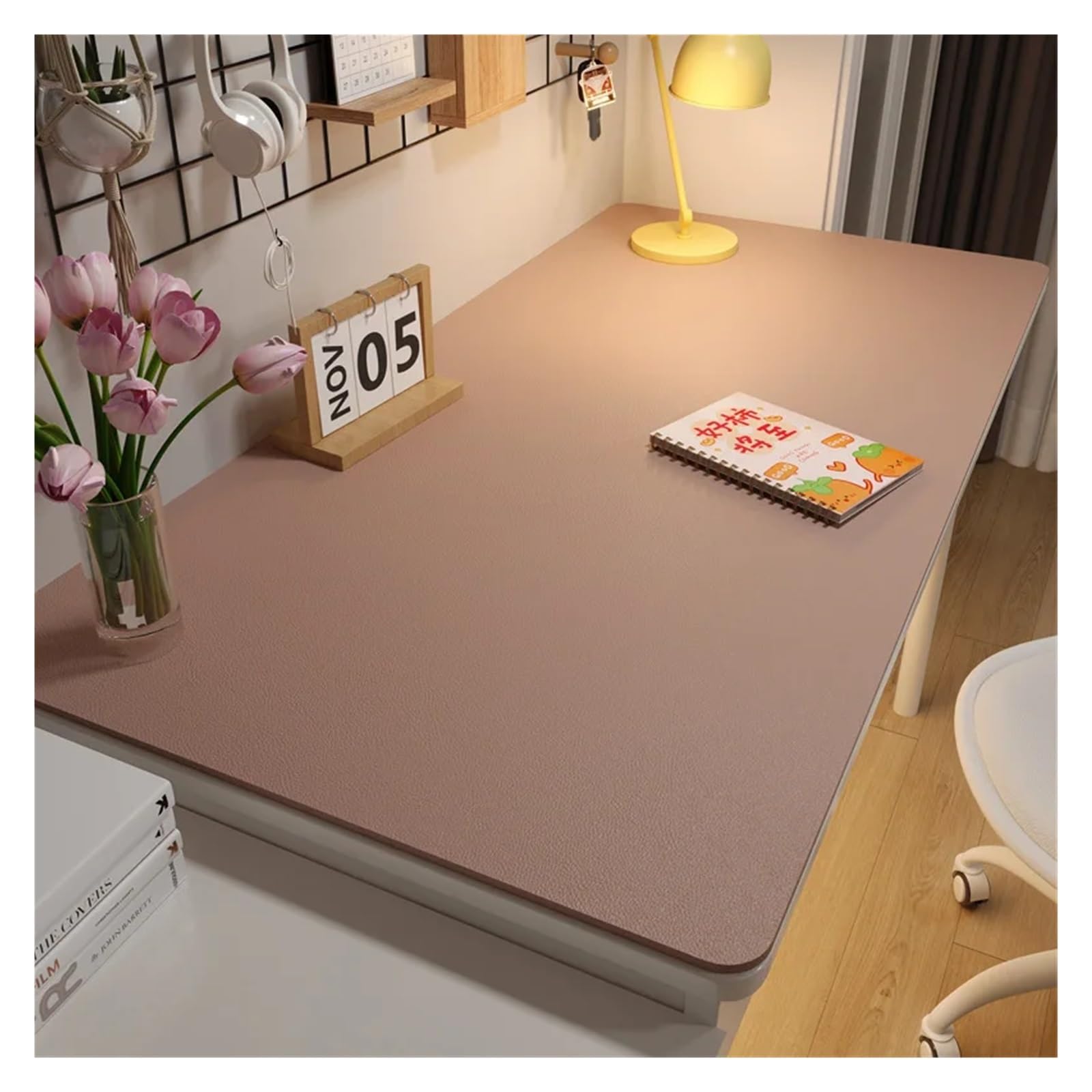 Tappetino da scrivania in pelle Tovaglia in pelle for la casa, facile da pulire, protezione impermeabile, sottobicchiere for il tè, grande tappetino scrivania for tastiera e mouse gioco(Pink,80x140cm)