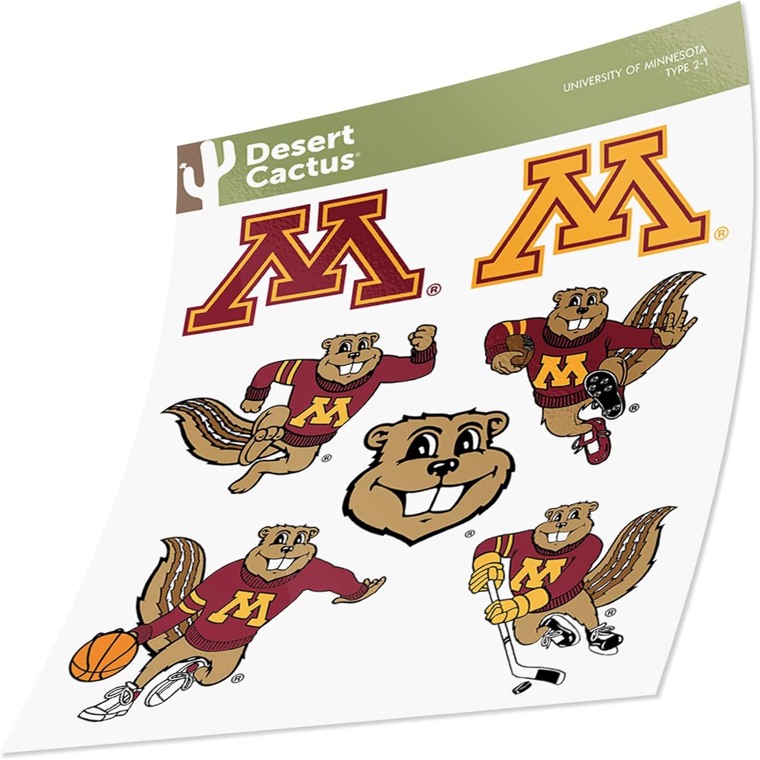 Desert Cactus University of Minnesota Sticker Golden Gophers Vinyl Decals Laptop Water Bottle Car Scrapbook T2 (Type 2) - Image 3