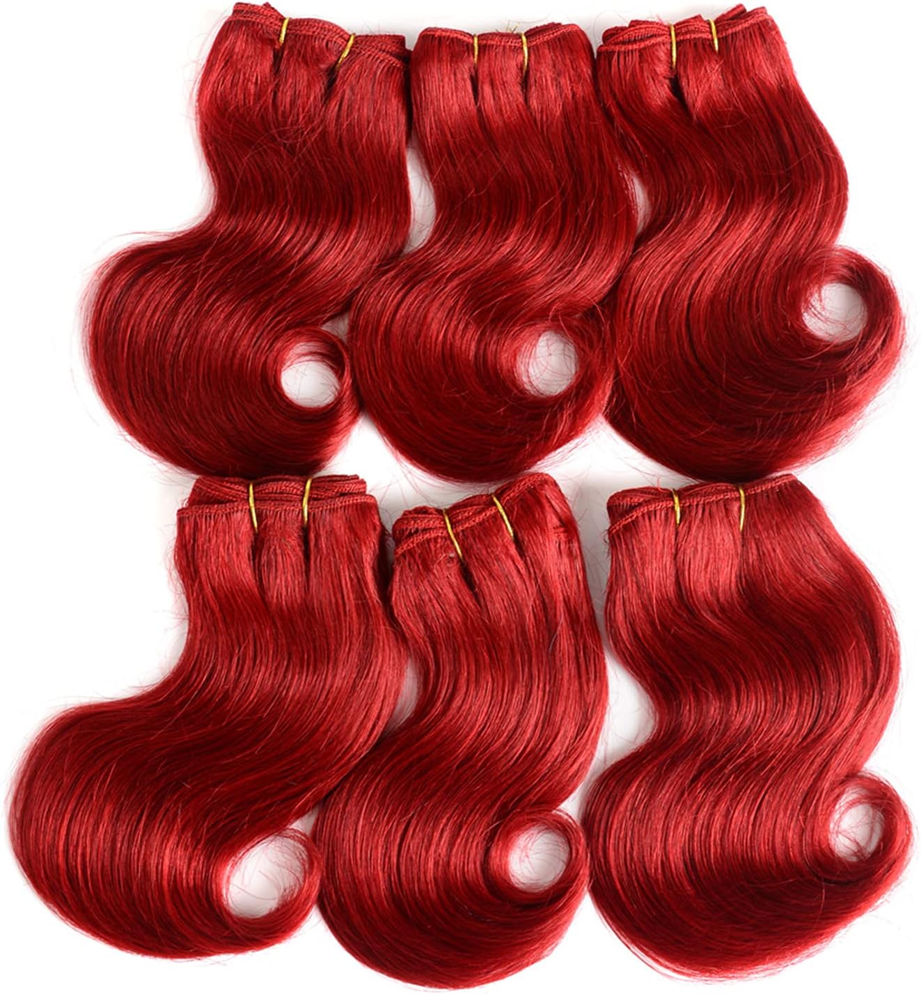 Aiokrtse Brazilian Virgin Hair 100% Human Hair Weave Bundles Body Wave Hair 6 bundles 8 inches with 1 closure Red Color (6 bundles 8 inches=about 230 grams or 8.11 ounces) - Image 5