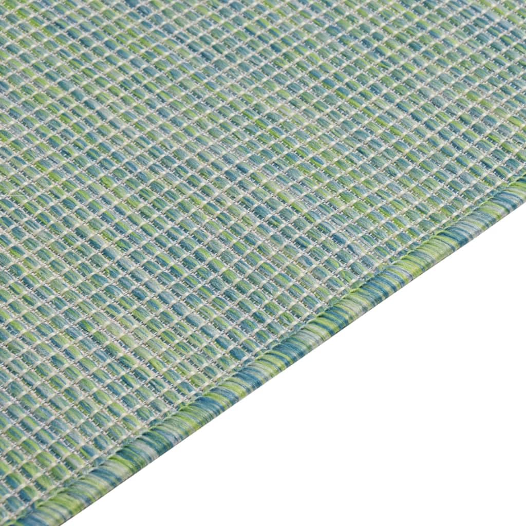 Tappeto Esterno Tessitura Piatto 80x150 cm Turchese | Polipropilene Durevole, Per Terrazza E Balcone, Resistente Alle Intemperie