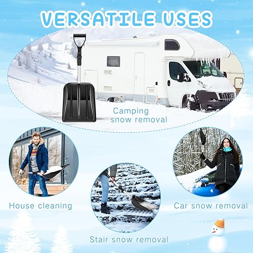 Vista 19 de Lasnten 4 piezas de pala de nieve para niños, pala de plástico para excavar, palas de playa ligeras y portátiles para niños y niñas, hogar, patio