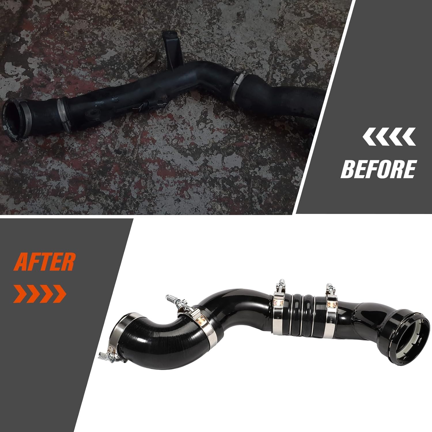 667-300 Cold Side Intercooler Hose Kit for F250 F350 F450 F550 Super Duty 6.7L V8 Diesel 2011 2012 2013 2014 2015 2016 Intercooler Pipe Kit (Black)