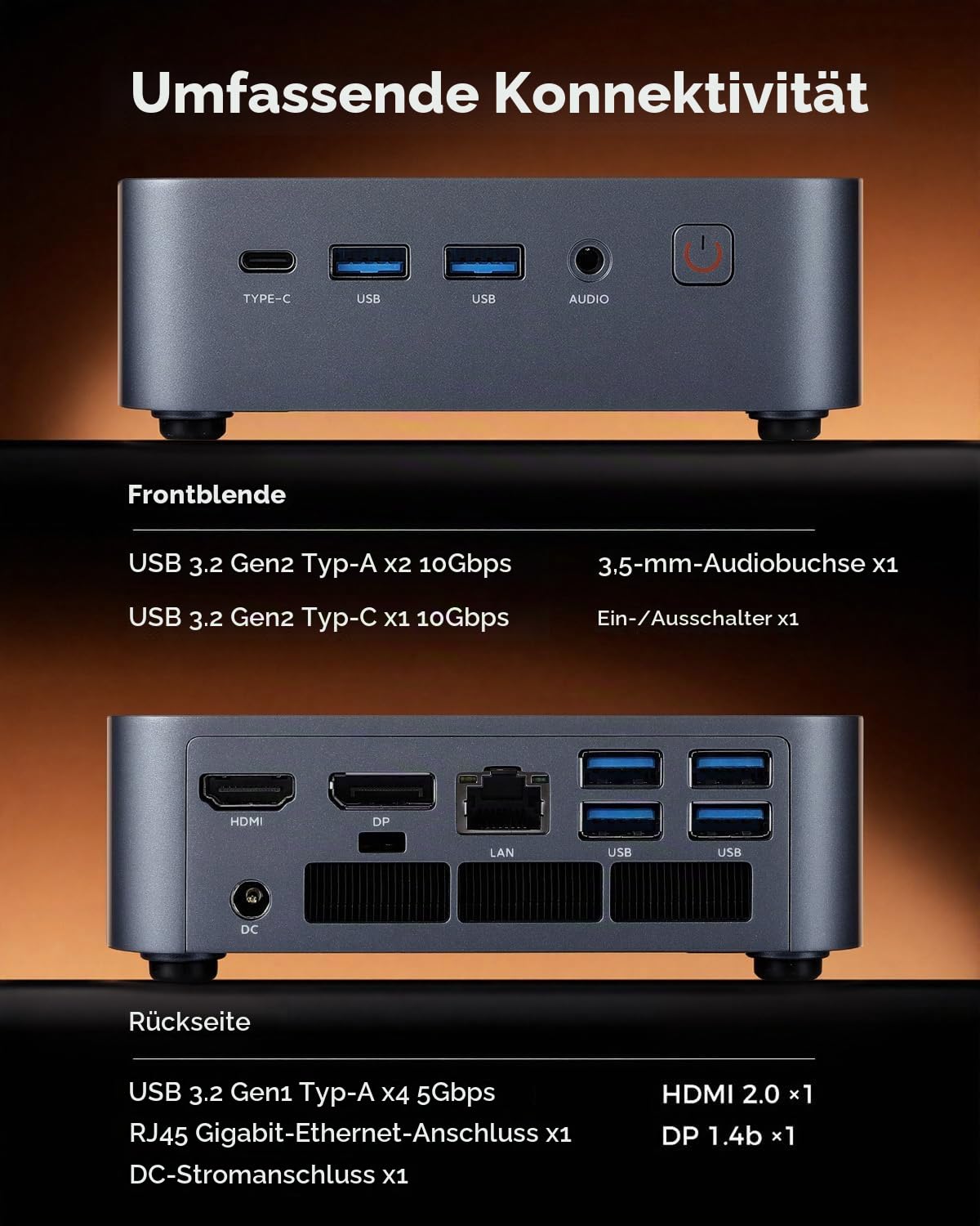 CTONE Mini PC Büro i5-12450H, 24GB RAM, 1TB SSD, Win 11 Pro,WiFi 6 | Bereit für moderne KI-Software – 24 GB LPDDR5 und bis 4,4 GHz für KI-gestützte Office-Aufgaben, Recherche und Multitasking.