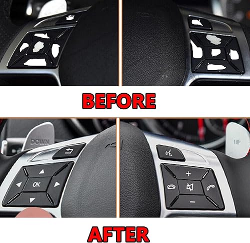 Miniatura 2 de 12 unids negro volante botones cubierta decoración interior ajuste reemplazo para Mercedes-Benz Accesorios A B C E SLK SL ML GL ClA GlA W176 W212