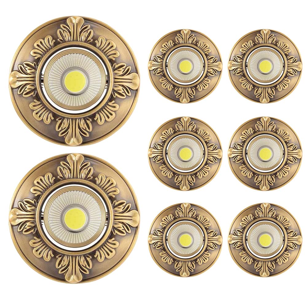 GTHTUHFD 2.5In 3.5In Dimming Brass Round Spotlights Set Of 8,Led Flat Panel Light 3000K/4000K/6000K Cri90+, Led Eyeball Canless Downlight Ceilling Potlight 3-10W,7w
