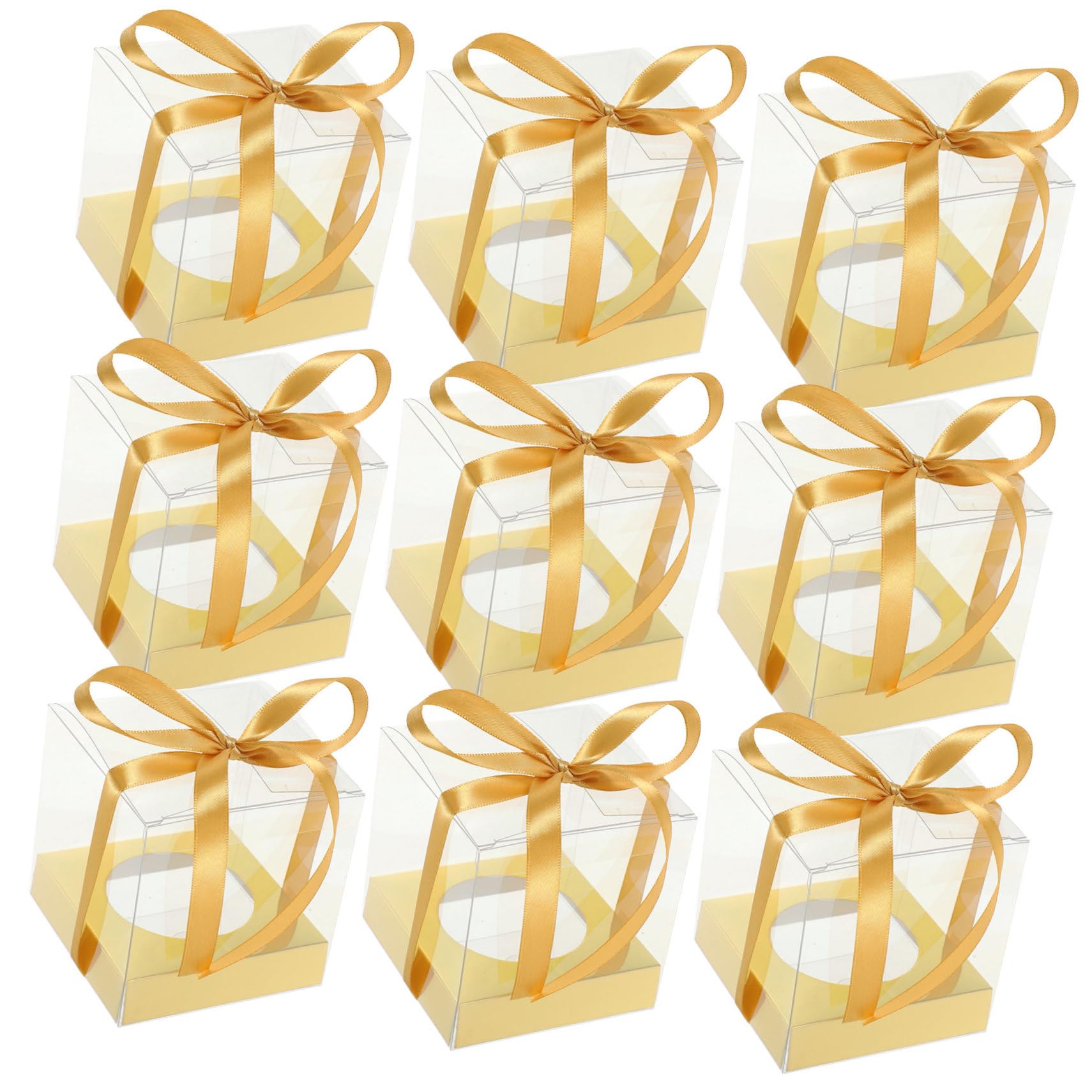 Cabilock 30pcs Clear Cake Boxes Transparent Mousse Dessert Containers with Ribbon for Cake Display and Packing Lightweight and Reusable Pet Material for Events and Gifting