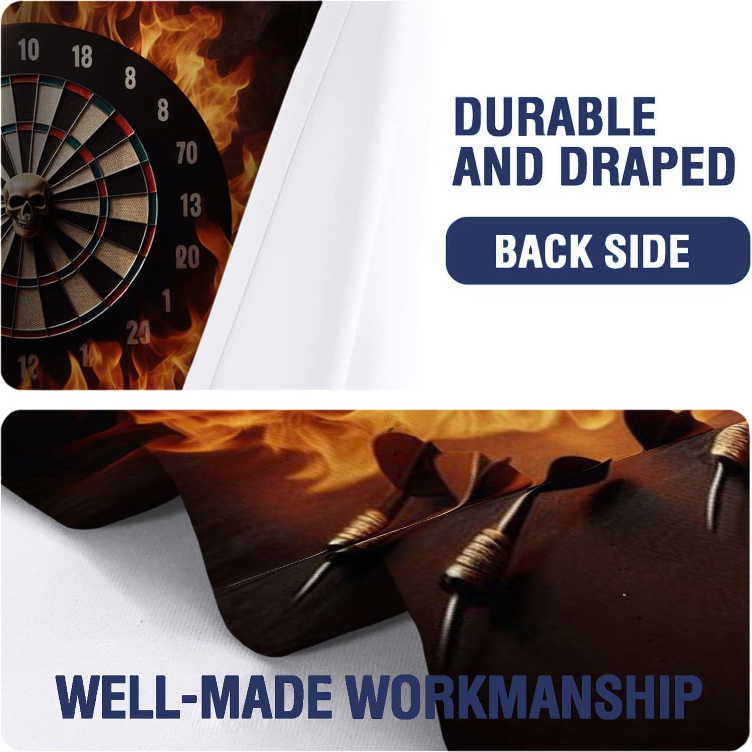 Flame Darts Roulette-Thema Verdunkelungsvorhang Schwarz, 2er Set Blickdichte Vorhänge mit Ösen H215 x B110 cm, Polyester Gardinen für Schlafzimmer Wohnzimmer Kinderzimmer