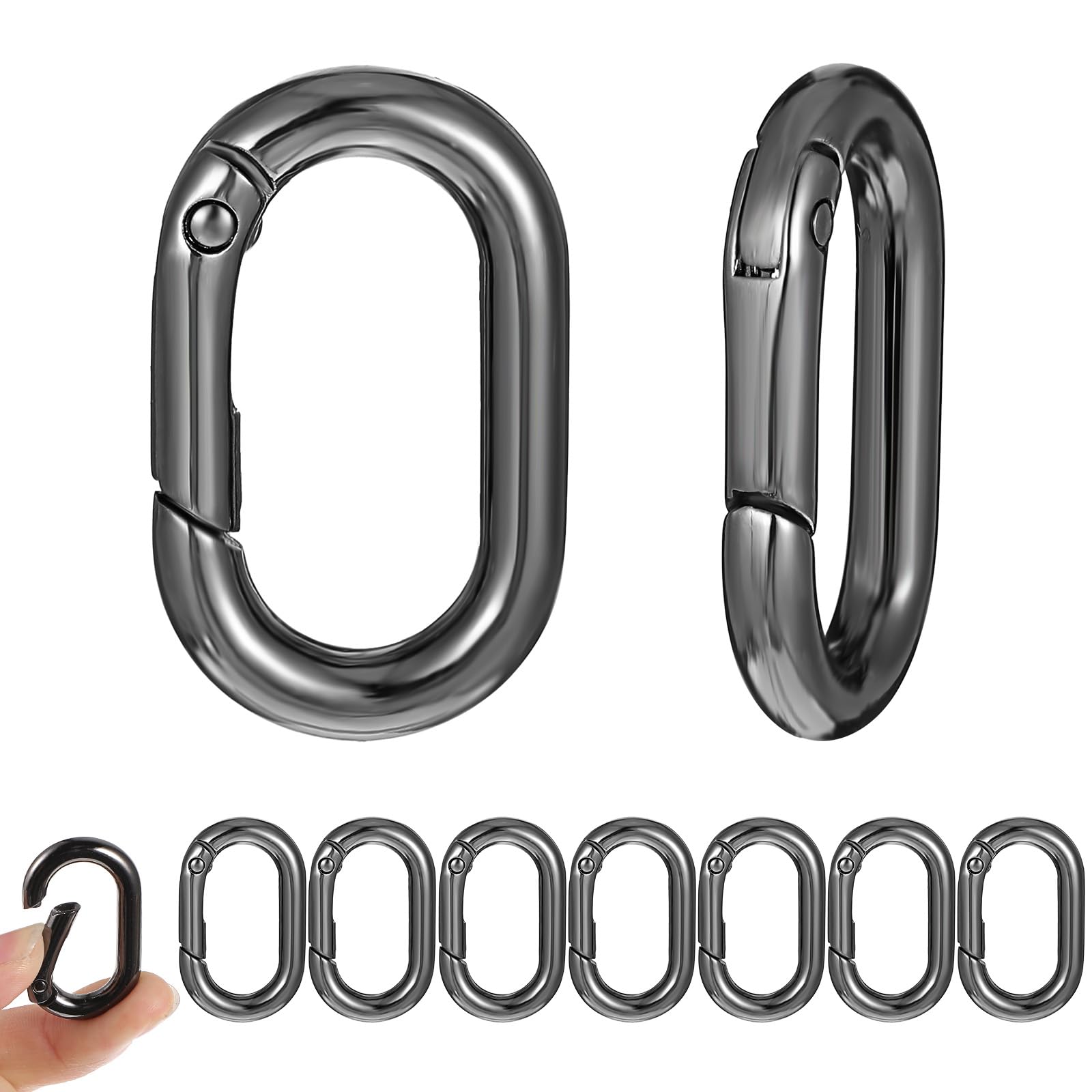 10Pack Small Metal Carabiner Clip,1 Inch Oval Carabiner, O Rings Spring Snap Hook, Purse Keychain Replacement for Lanyard Keychain, Car Key Rings Hook, Outdoor Camping Fishing Wallet, Dog Tag Clips