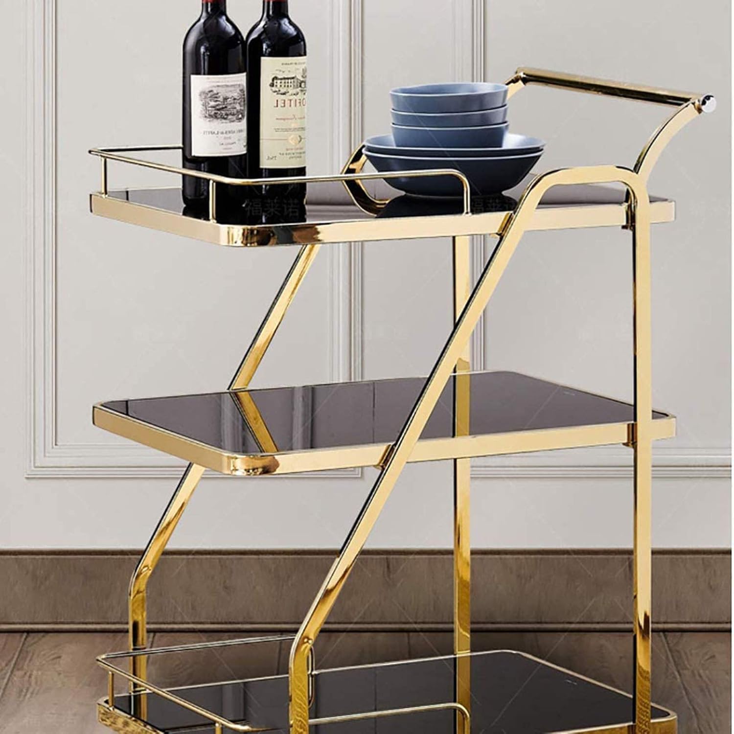 キッチンワゴン 収納カート 3段ステンレススチールトロリーバー キッチンワゴン 収納カート 3段ステンレススチールトロリーバー