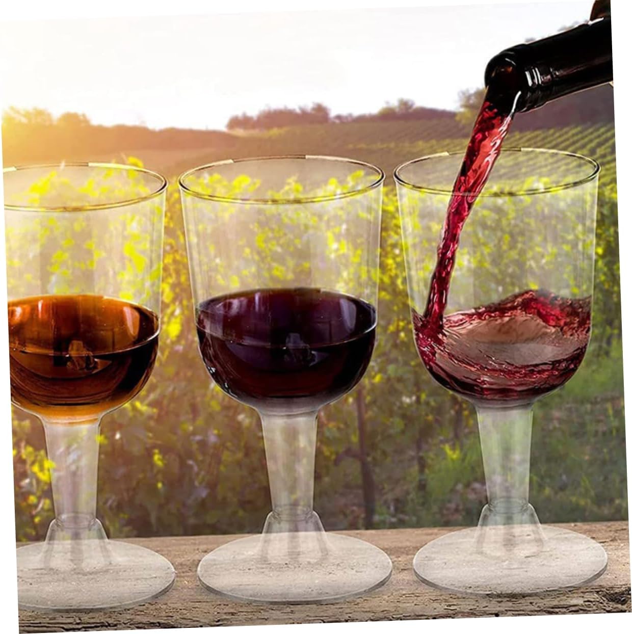 48Pcs Clear Plastic Wine Cups with Detachable Bottom Reusable Party Goblets for Weddings Bars and Festivals Drinkware for Cocktails Whiskey Juice