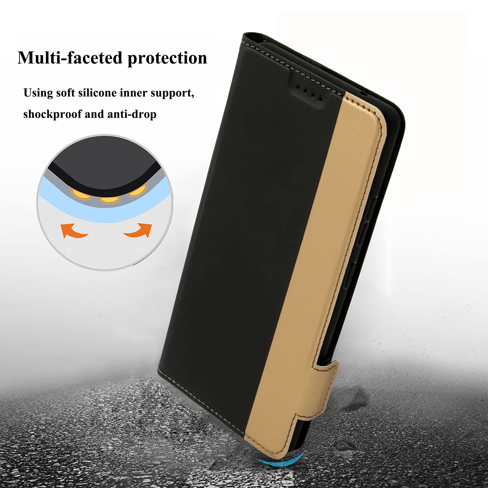 Solo Pelle Custodia in pelle pieghevole compatibile con iPhone 13 Mini da 5,4 pollici, con 1 scomparto per carte di credito per Apple iPhone 13 Mini (nero