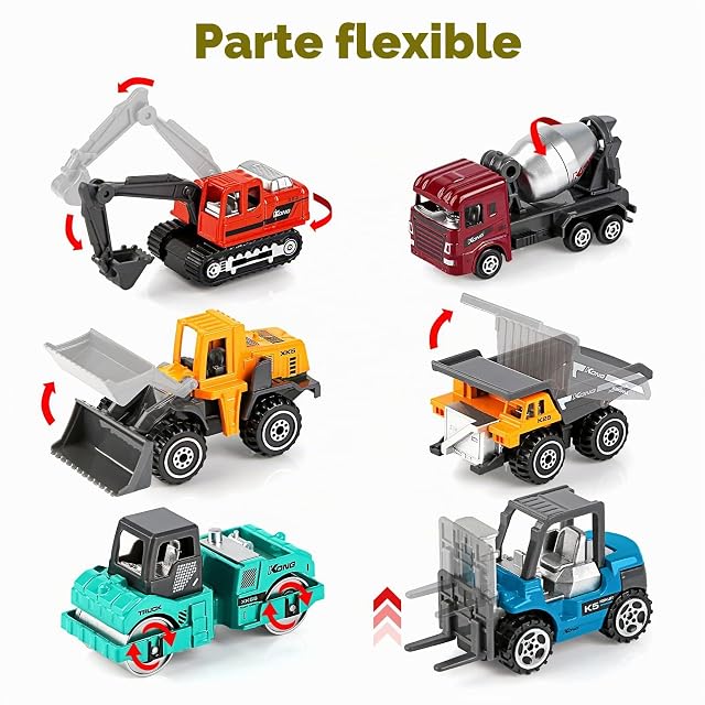 Foto 7 de 7 de YIMORE Camiones de Construcción Juguetes Set Véhicule de Construction Vistoso per para Niños Niña 3 4 5 6 (6…