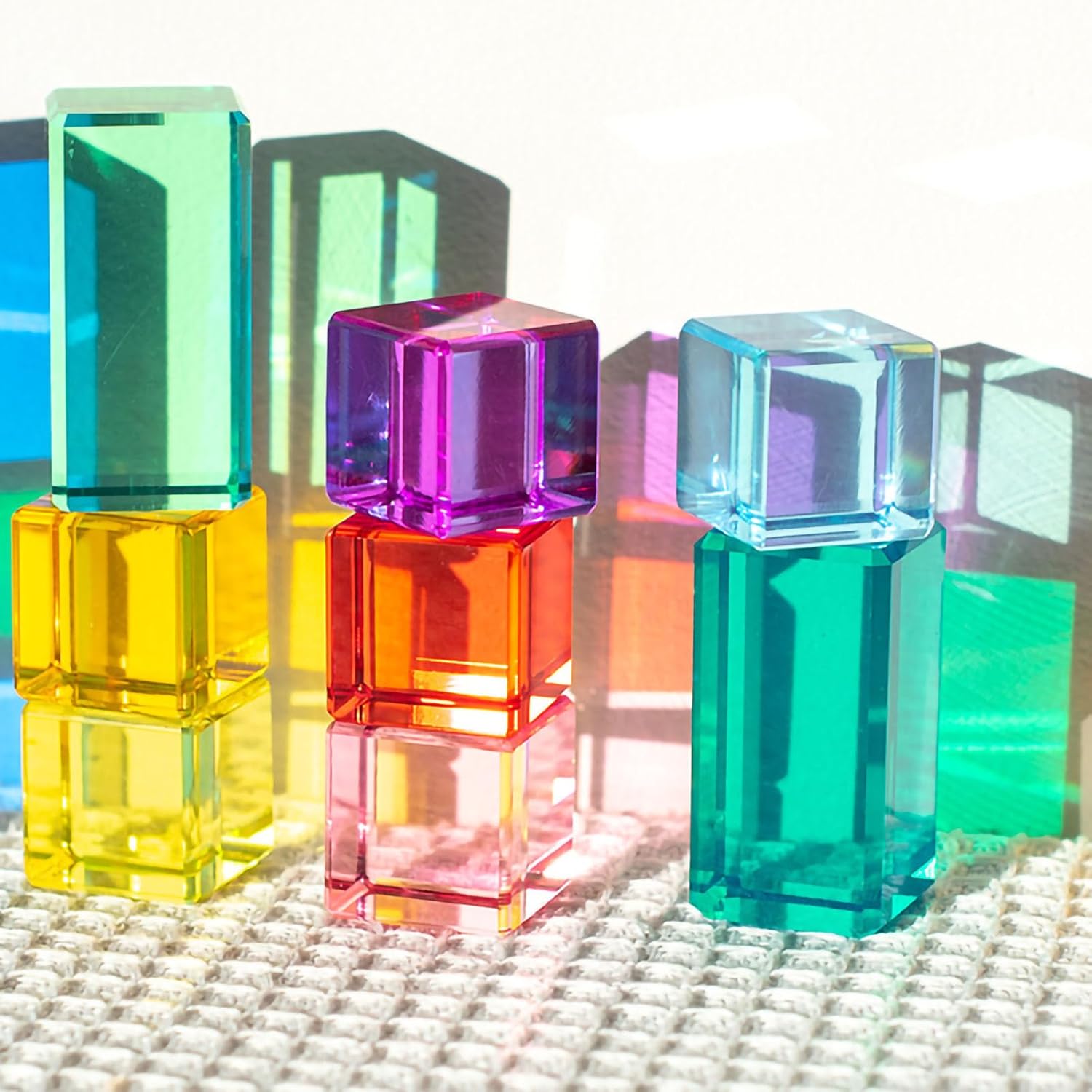色彩遊び ジュエル積み木 アクリル アクリルキューブ 宝石のような積木 光と影の知育玩具 インテリアにもなる 知育おもちゃ プレゼン