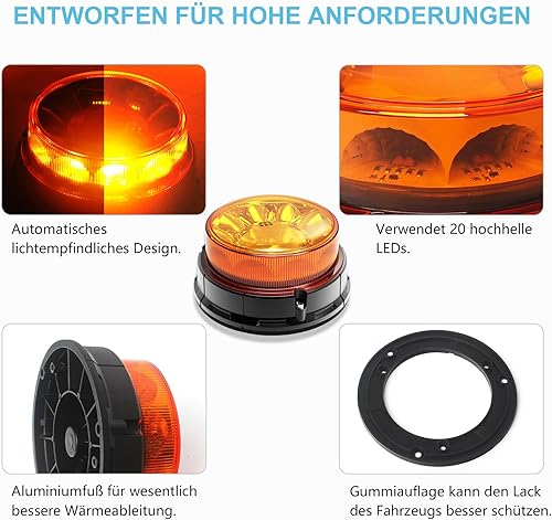 Miniatura 2 de Agrieyes Luz LED grande de clase I de 6.6 pulgadas, 80 W, luces de advertencia sensibles a la luz automáticas, luces estroboscópicas intermitentes