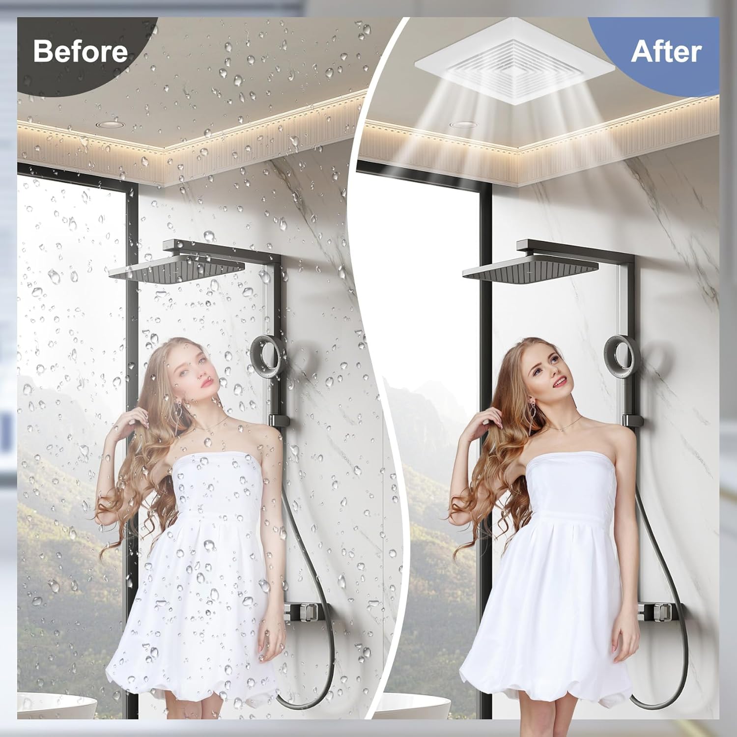 Bathroom Exhaust Fan Without Light, 10in Panel (8×8in Installation) 1.0 Sones, 100CFM, All Copper Motor