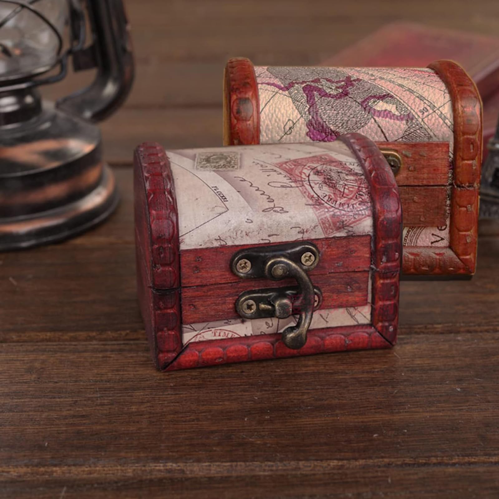 Adri - Cofre de madera pequeño para guardar joyas, joyeros de madera rusticos, mini Cofre Vintage para Joyas, ideales para regalitos y detalles. (COFRE SIN ASA, 9,3 X 6,5 X 6,4 CM)