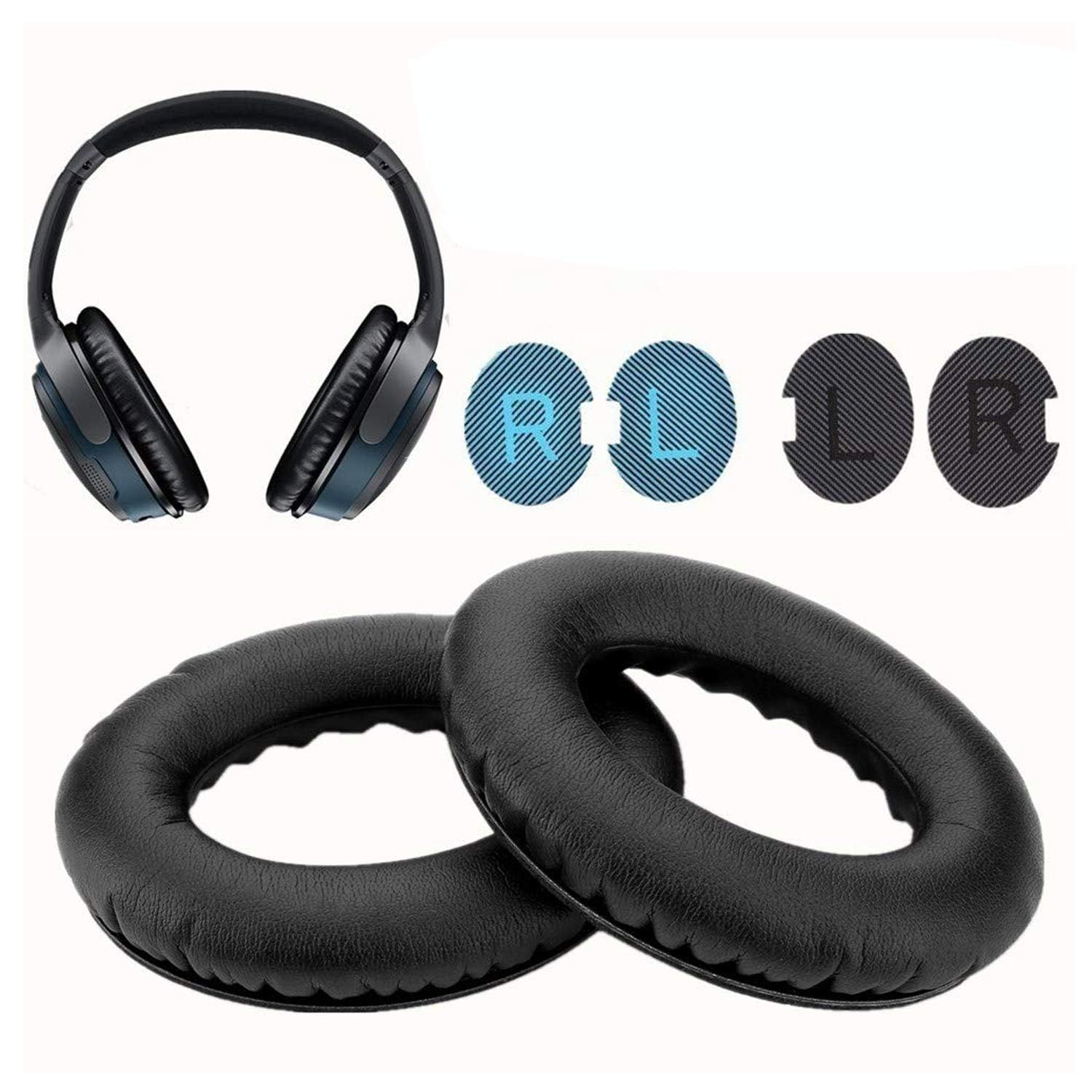 WADEO Auricolari di Ricambio, per Bose QC45/QC35/QC25/QC15/QC2/AE2/AE2W, 2 pezzi Cuscino Auricolari in schiuma, Cuffie di Ricambio per Cuffie Bose QuietComfort