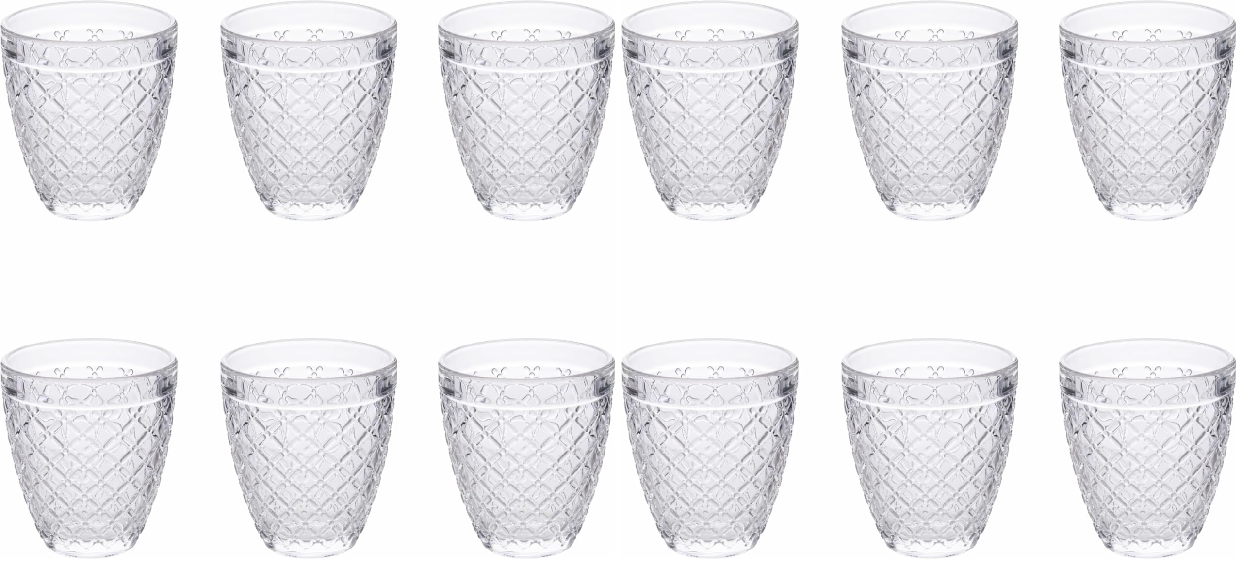 Vasos de agua de 330 ml con relieve New Castle para cenas y comidas exteriores