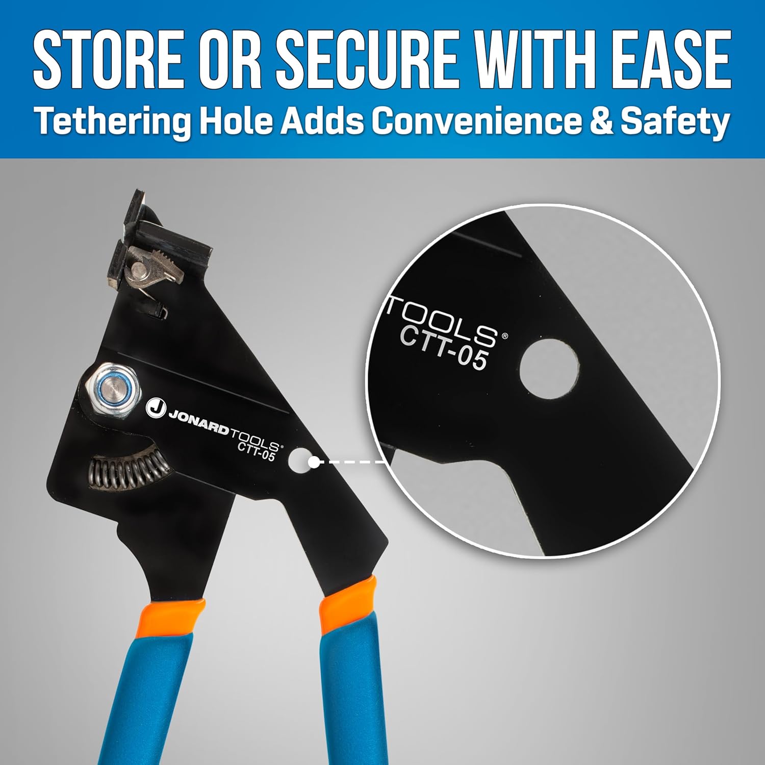 Jonard Tools CTT-05 Deltec® Cable Tie Strap Tensioning & Cutting Tool - 0.183"–0.500" Strap Width Capacity, Heavy-Duty, Spring-Loaded Head, Comfortable Grip