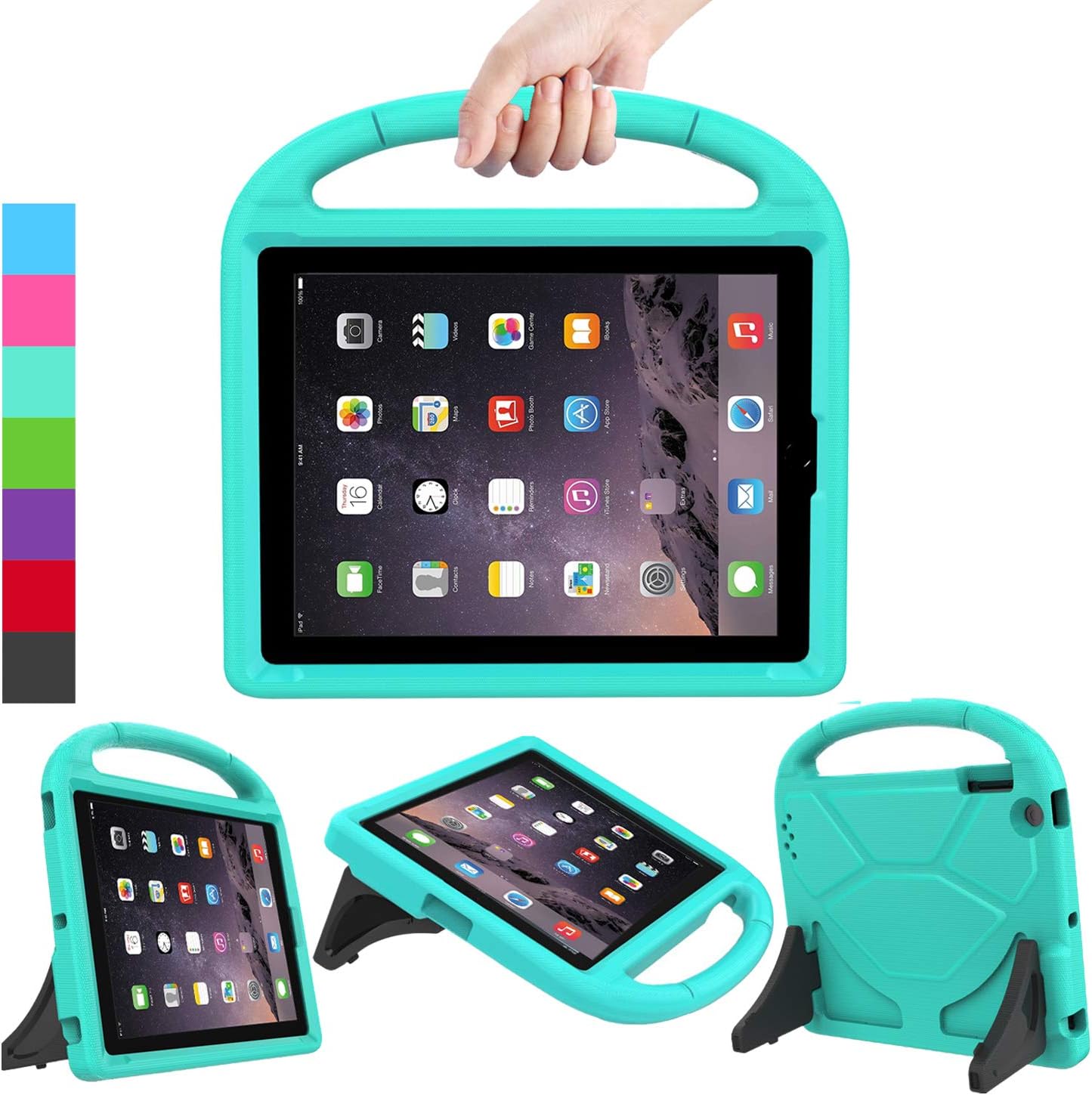 LEDNICEKER Kids Case for iPad 2 3 4 - Light Weight Shock Proof Handle Friendly Convertible Stand Kids Case for iPad 2, iPad 3rd Generation, iPad 4th Gen Tablet - Turquoise