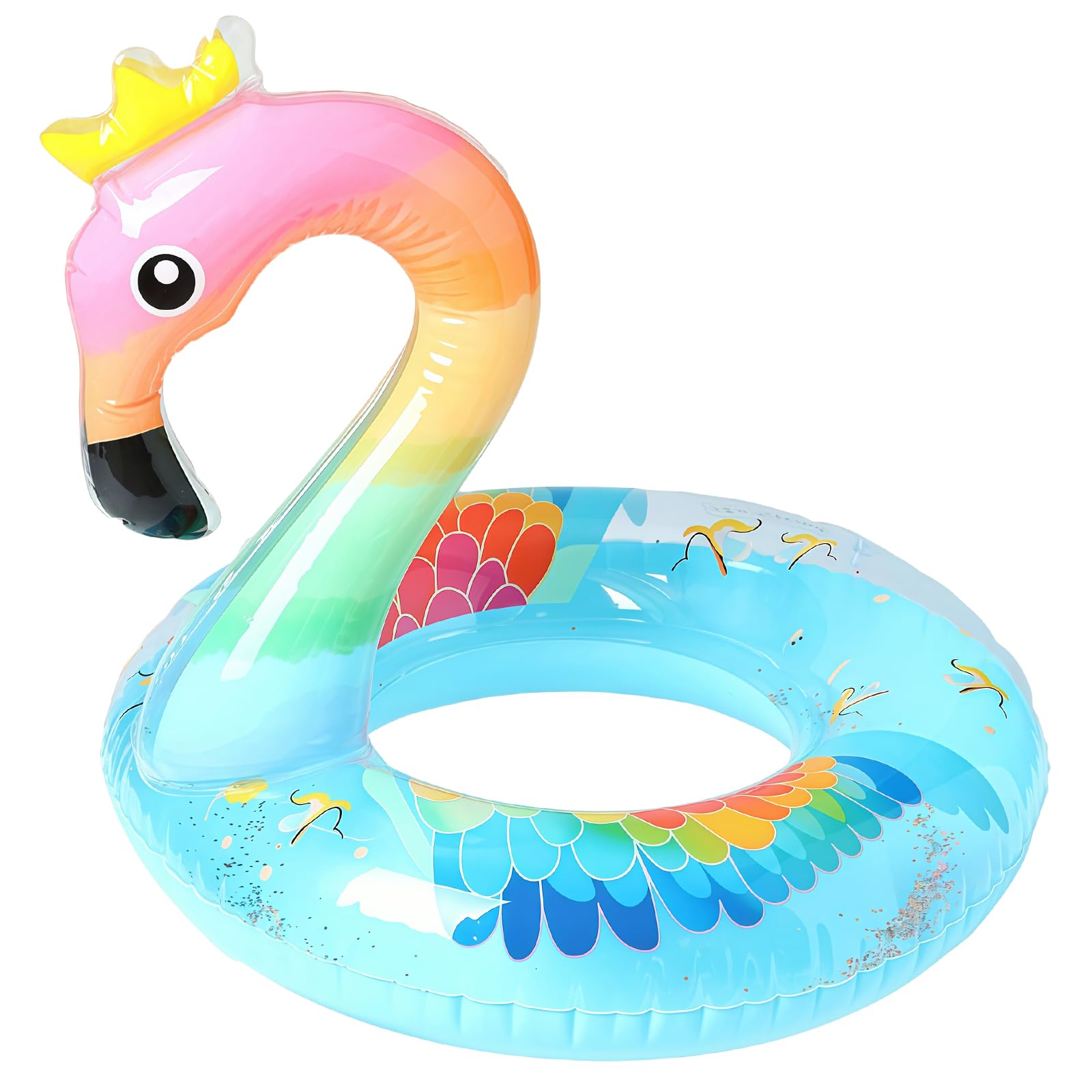 Blue Flamingo Inflatable Swimming Ring for Kids, 70cm PVC Pool Float Rubber Ring, Pool Tube Floaties Swimming Pool Toy for Beach Summer Water Party