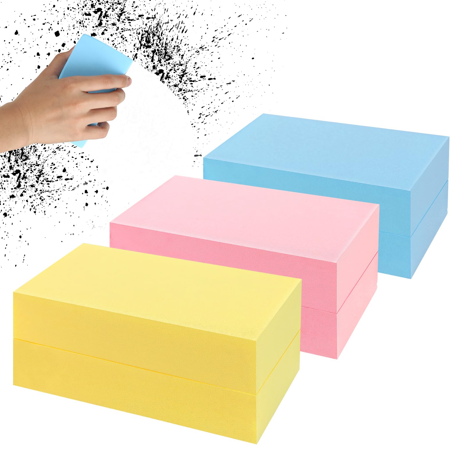 6Pcs Reusable Dusting Sponge, Damp Cleaning Sponge Duster, Household Cleaning Sponge, Reusable PVA Sponge for Cleaning Blinds Baseboards, Vents, Fan, Glass (Yellow Pink Blue)