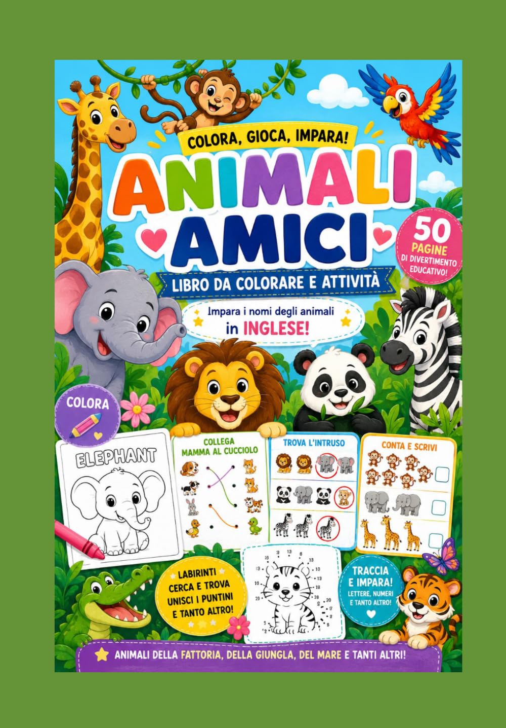 libro da colorare: un mondo di animali carini da colorare