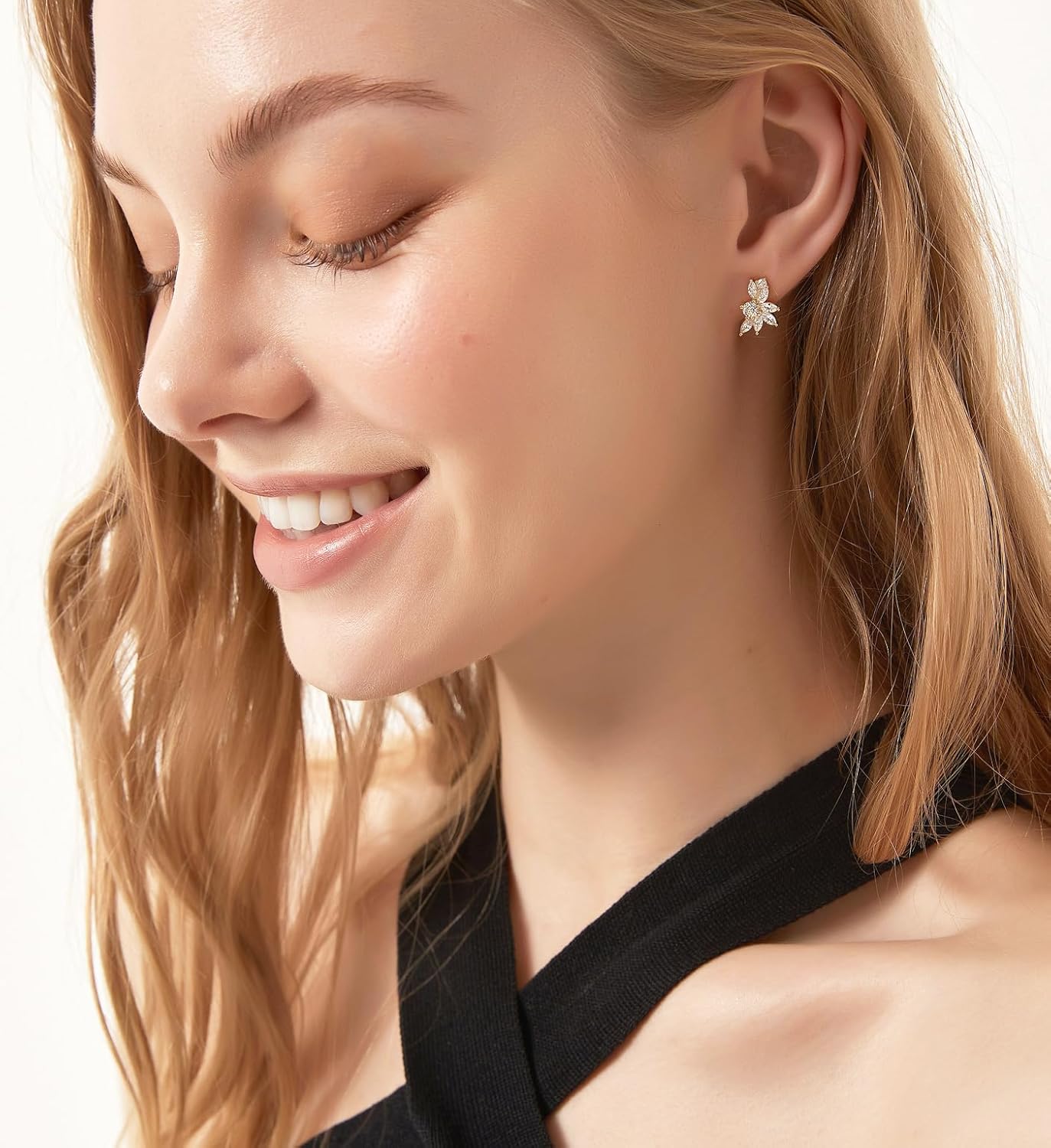 TIGRADE Stud Earrings Marquise and Round Cubic Zirconia Rhinestone Cluster Earrings 925 Sterling Silver Post Hypoallergenic for Women, Brides, Bridesmaid - Image 4