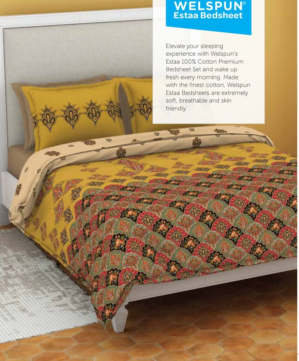 Welspun Estaa 100 Cotton Premium King Size Bedsheets with Attractive