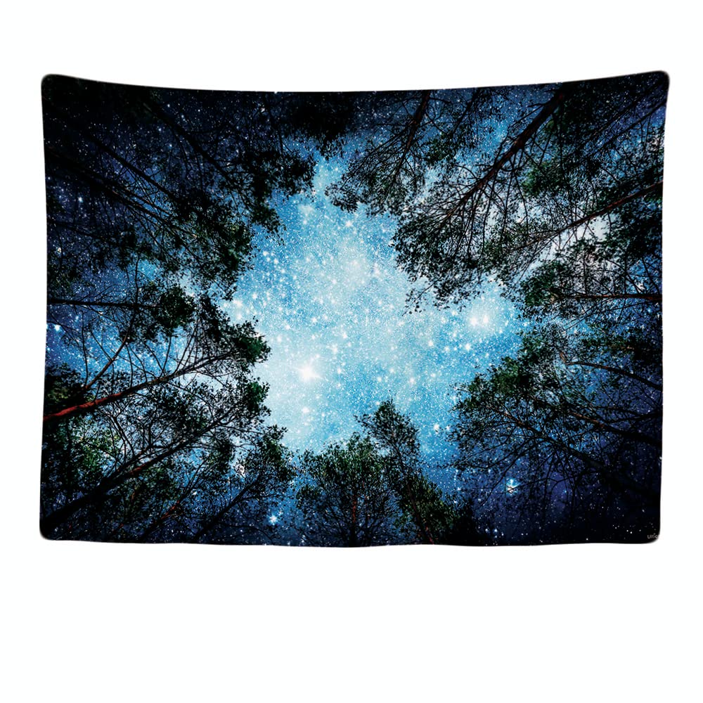 Ulticool Stars – Decorative Wall Tapestry Bedroom - Universe Planets Nature Trees Forest - 200 X 150 Cm Large – Fabric Wallpaper – Tapestry Aesthetic Wall - Panoramic Decoration