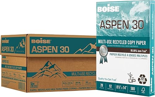 Miniatura 2 de Boise ASPEN 30 Impresora multiuso y papel de copia, blanco, legal (8.5 x 14 pulgadas), 5000 hojas por caja, 20 libras, 92 de brillo,