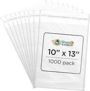 Shop4Mailers 10 x 13 Cellophane Clear Resealable Self Seal Bags for Party Favors, Treat, Presents, Documents, Portraits, Photos, Clothes, Bedding Sheets (1000 Pack)