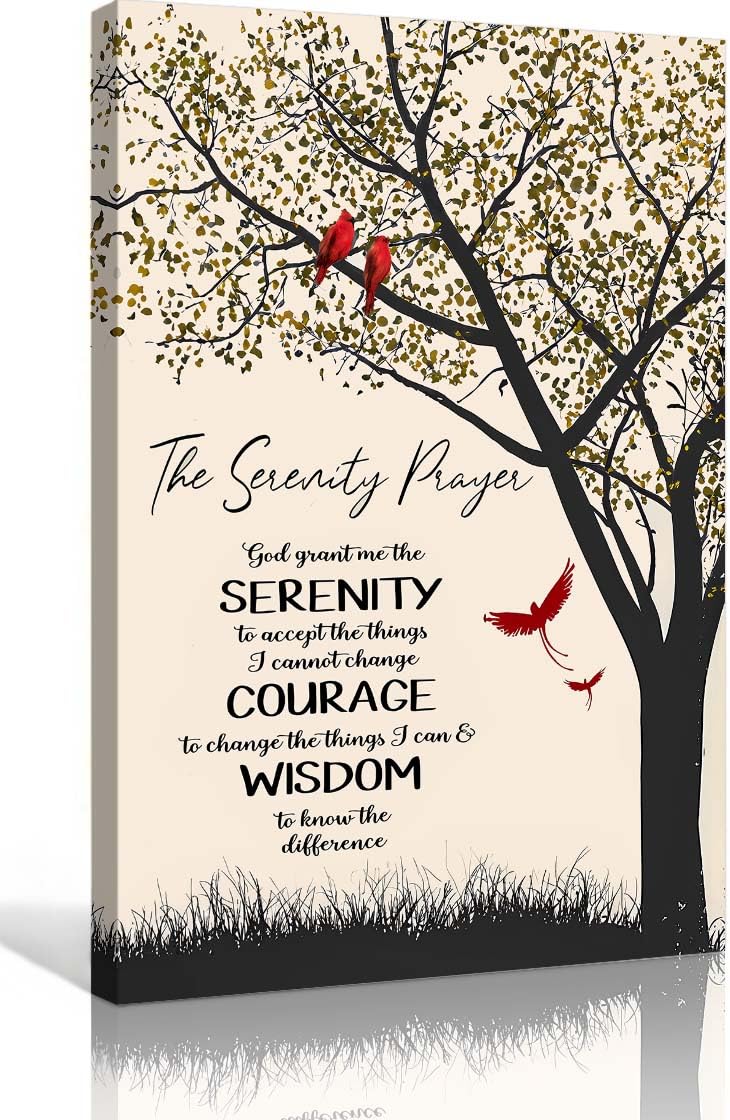 Serenity Prayer Wall Art Bible Verse Poster Framed Christian Wall Art Painting God Grant Me The Serenity Wall Decor Prints 08x12 inches