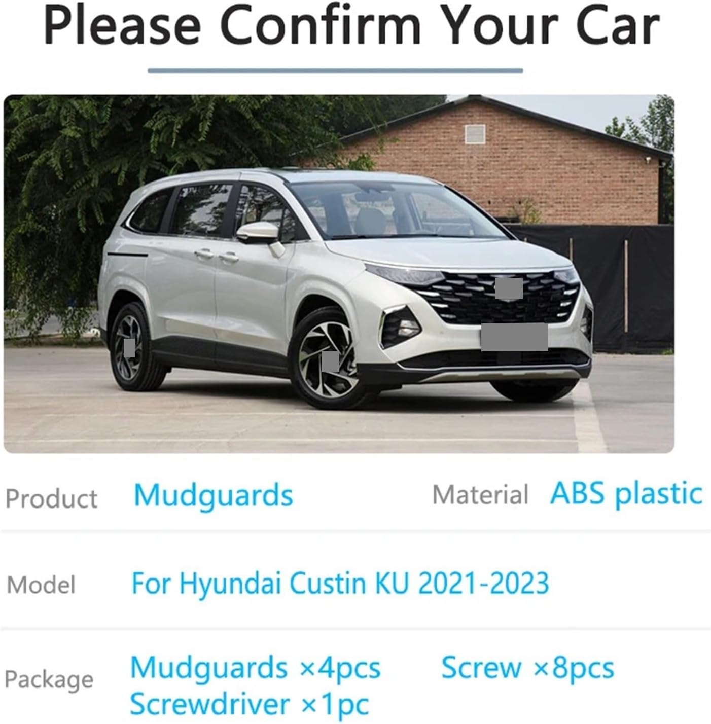 For hyundais Custo Minivan KU 2021 2022 2023 Mud Flap Front Rear Mudguards Wheel Protector Splash Guards fenders New Anti-splash
