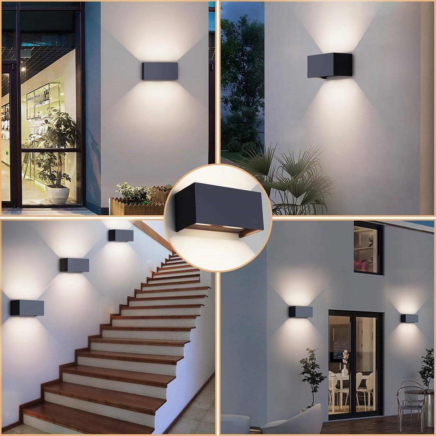 Klighten 24W Aplique de Pared Interior/Exterior,Aplique de Exterior 4000K Lámparas de Pared exterior de LED con ángulo de Haz Ajustable Aplique de Pared IP65, Antracita