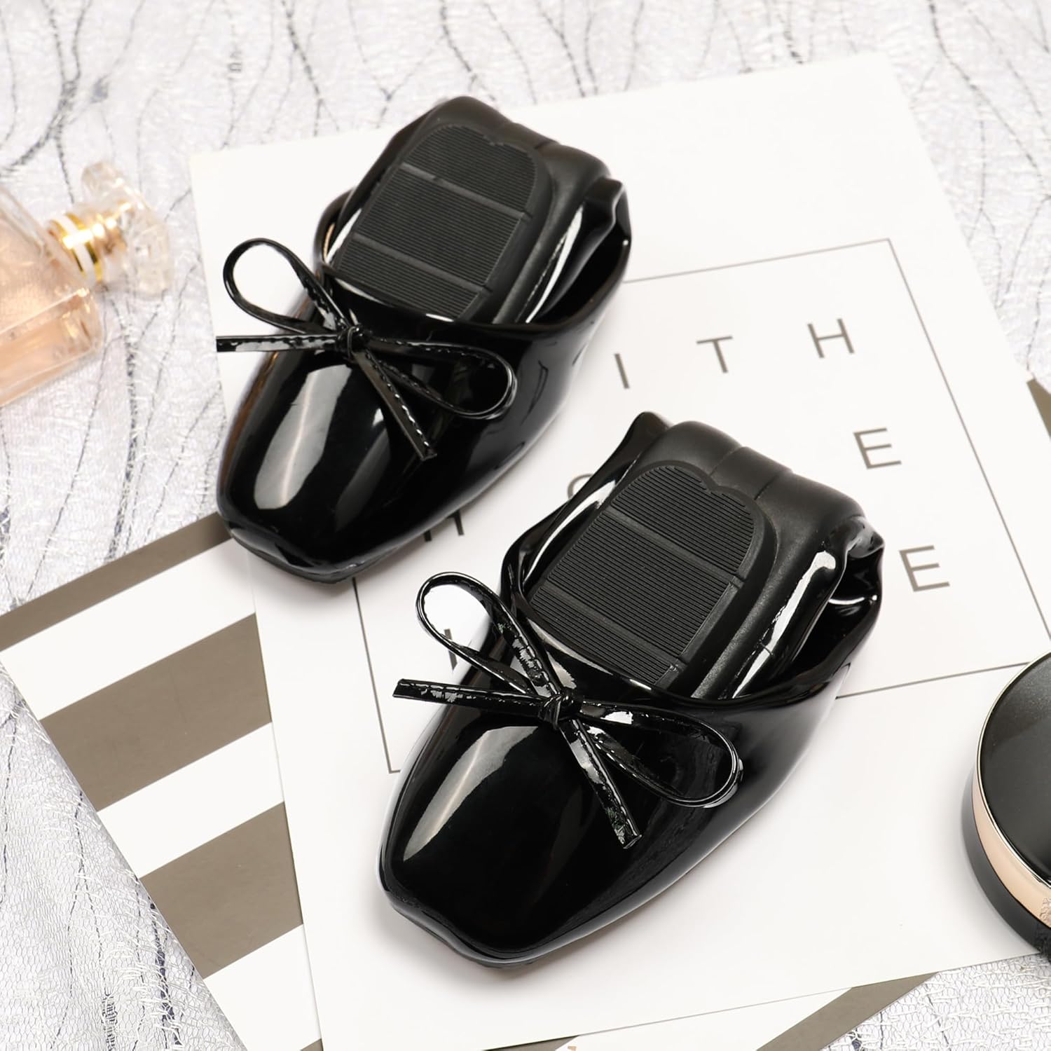 Dear Time Women's Casual Foldable Ballet Flats Square Toe Ballerina Flats Shoes Comfortable - Image 3